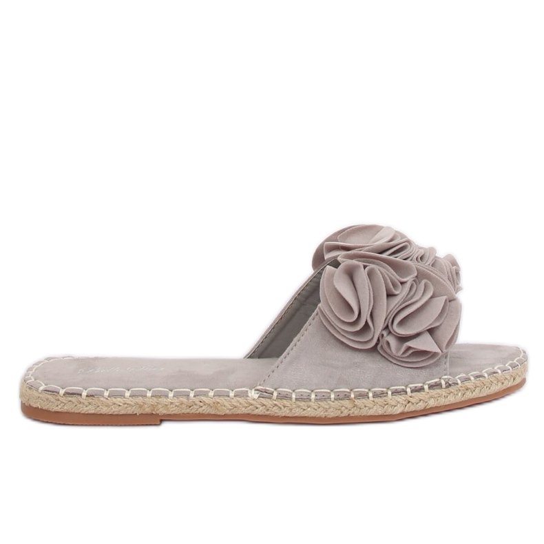 Šedá Dámské šedé pantofle L2777 Šedá hnědý