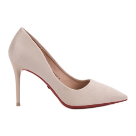 Jumex Semišové podpatky béžový Jumex Semišové podpatky béžový