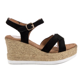 JESSY ROSS Sandály z černého semiše černý