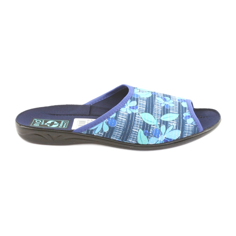 Dámské pantofle s květinami Adanex 23863 námořnická modrá modrý zelená Dámské pantofle s květinami Adanex 23863 námořnická modrá modrý zelená