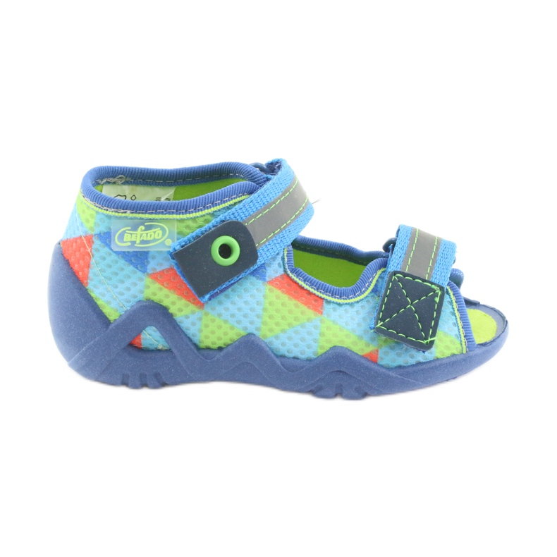 Modré, zelené pantofle Befado 250P059 modrý oranžový zelená