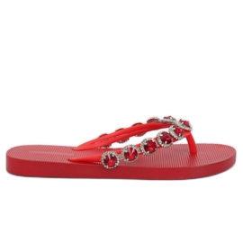 Elegantní žabky s kameny JH69 Red červený