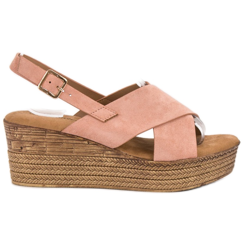 Primavera Sandály na klínku růžový Primavera Sandály na klínku růžový