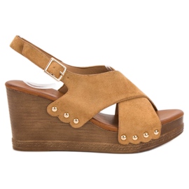 SHELOVET Semišové sandály hnědý