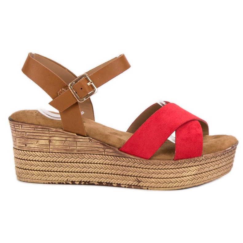Primavera Sandály na klínku hnědý červené