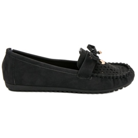 Top Shoes Černé prolamované mokasíny černý