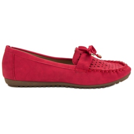 Top Shoes Červené prolamované mokasíny červený