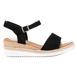 SDS Černé sandály s třpytkami černý