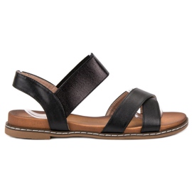 Mannika Černé sandály s gumou černá