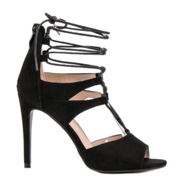 SHELOVET Black Tied Heels černý