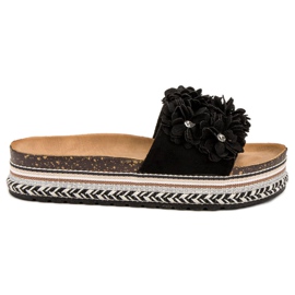 Sergio Todzi Pantofle S Květinami černý
