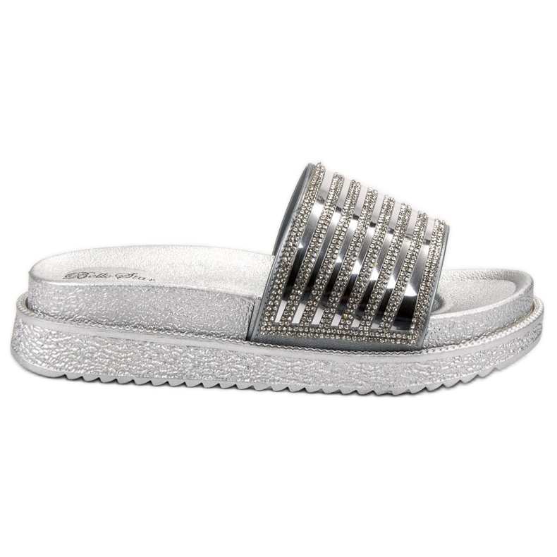 Bello Star Pantofle S Krystaly šedá