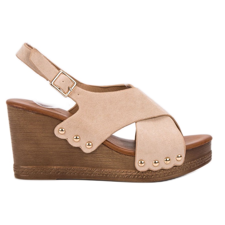 SHELOVET Semišové sandály hnědý