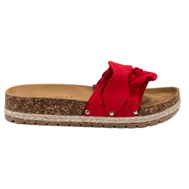 Bestelle Pantofle s volánkem červené