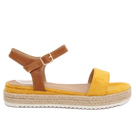 Espadrilky žluté sandály Y-8224 Yellow hnědý žluť