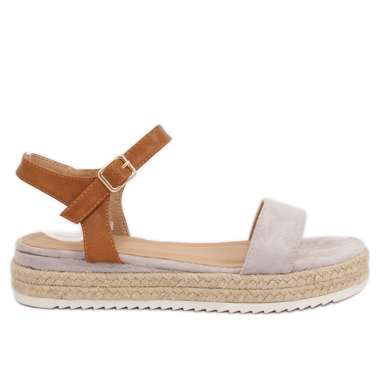 Šedé espadrilové sandály Y-8224 Grey hnědý šedá Šedé espadrilové sandály Y-8224 Grey hnědý šedá