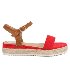 Červené espadrilky sandály Y-8224 Red hnědý červený