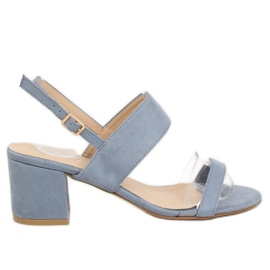 Modré sandály na vysokém podpatku 660-1 / SA-2 Blue modrý Modré sandály na vysokém podpatku 660-1 / SA-2 Blue modrý