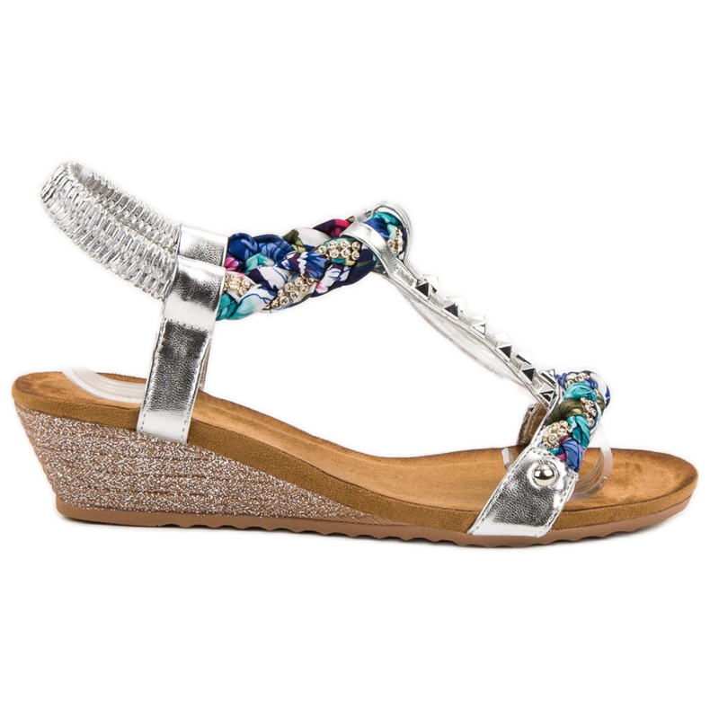 SHELOVET Zdobené klínové sandály šedá vícebarevný
