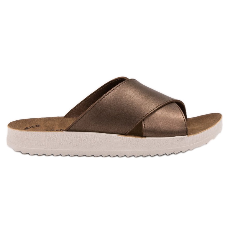 SHELOVET Papuče z ekologické kůže hnědý