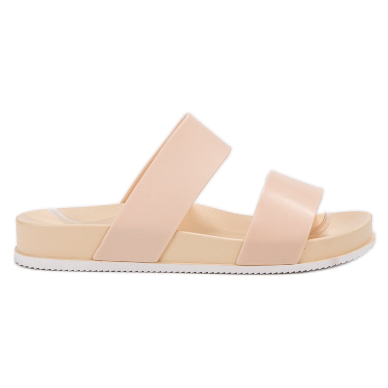 Laura Mode Béžové gumové pantofle béžový Laura Mode Béžové gumové pantofle béžový