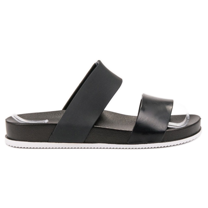 Laura Mode Černé gumové pantofle černá Laura Mode Černé gumové pantofle černá