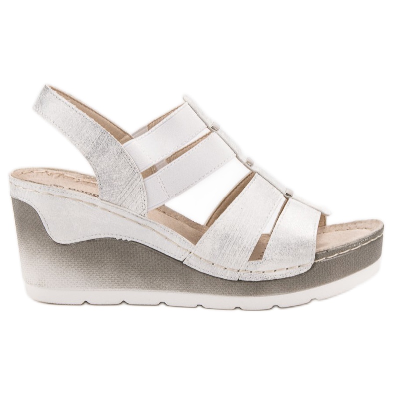 Goodin Pohodlné sandály na klínku bílý šedá