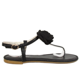 Černé sandály s květem T314P Black černý