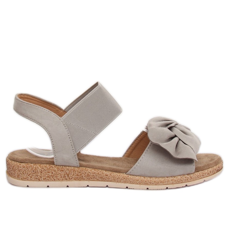 Šedé dámské sandály s mašlí F3055 Grey šedá