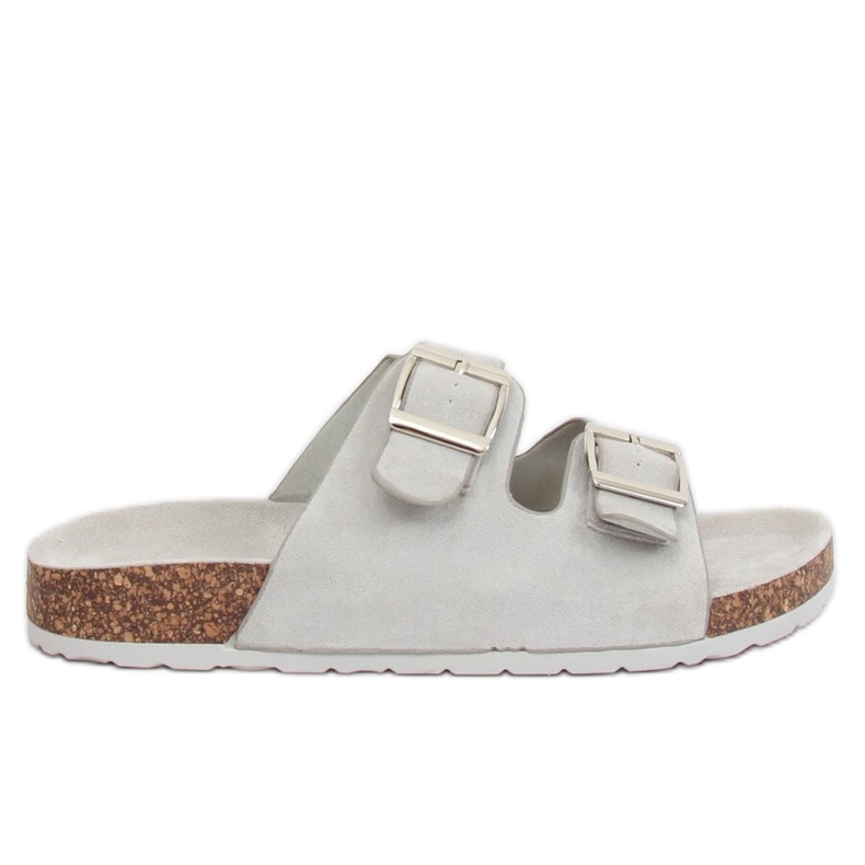 Šedé Dámské šedé pantofle 6105 Šedé šedá