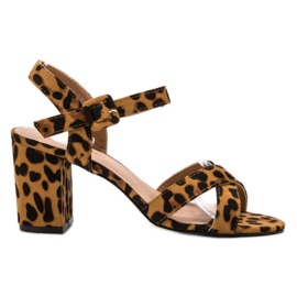 Queen Vivi Sandály s leopardím potiskem hnědý Queen Vivi Sandály s leopardím potiskem hnědý