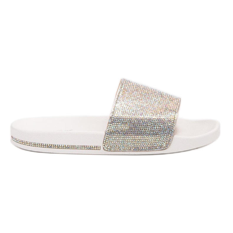 Sweet Shoes Pantofle S Krystaly bílý šedá