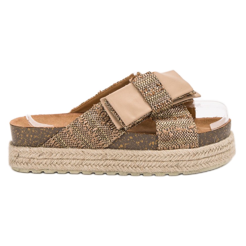 Vices Textilní pantofle na platformě hnědý