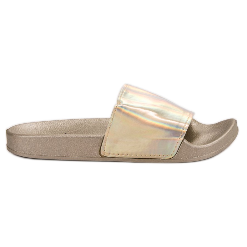 Small Swan Módní zlaté pantofle béžový