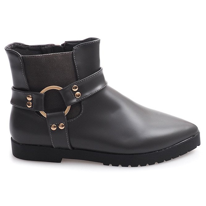 Teplé elegantní boty se sponou HW14 šedá