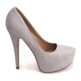 Semišové podpatky na šedé platformě LE107A šedá Semišové podpatky na šedé platformě LE107A šedá