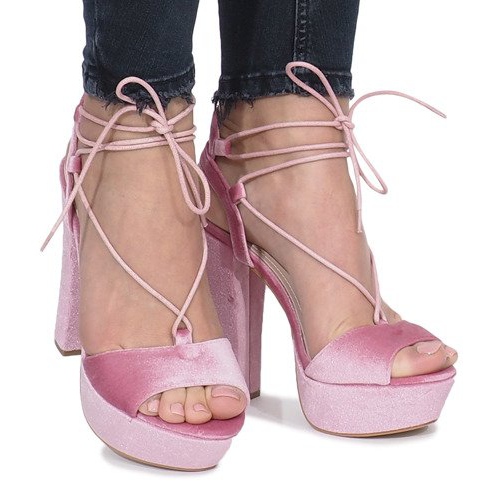 Růžové sandály na velurovém sloupku Give It Up růžový