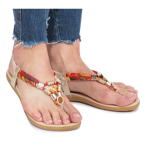 Zlaté ploché sandály s diamanty Sprat zlatý