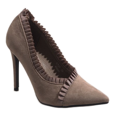 Hnědé klasické vysoké podpatky C72P zelená Hnědé klasické vysoké podpatky C72P zelená