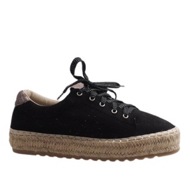 Černé krajkové espadrilky BB01P černý