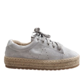Šedé krajkové espadrilky BB01 šedá