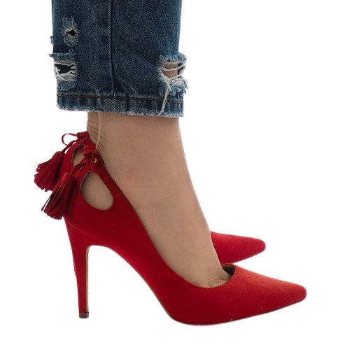 Podpatky z červeného semiše D-10