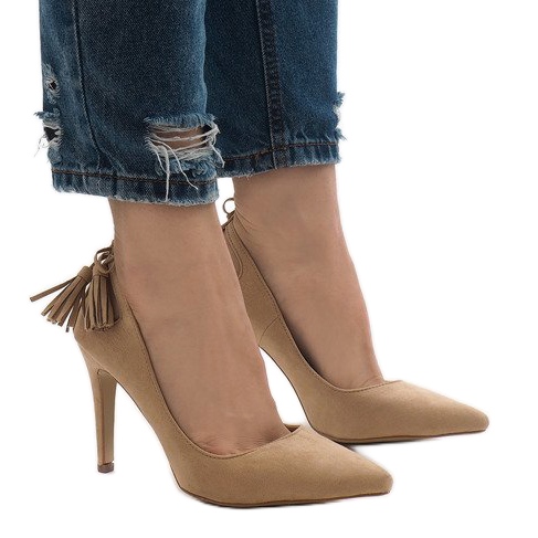 Velbloudí semiš D-10 podpatky hnědý Velbloudí semiš D-10 podpatky hnědý