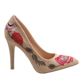 Béžové semišové podpatky 9053-14 béžový