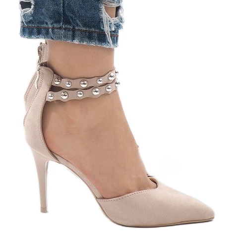 Béžové sandály na vysokém podpatku B-51 béžový