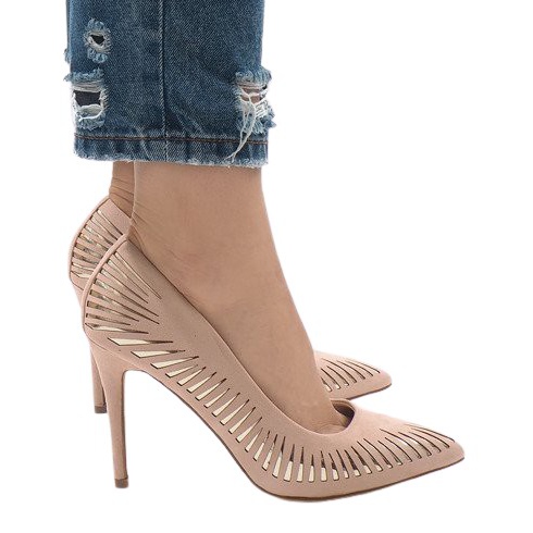 Růžové semišové podpatky HYD-A16 růžový