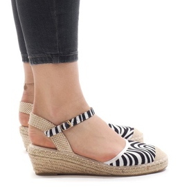 Klínové sandály Zebra espadrilles LLI-3M88-7 bílý černý