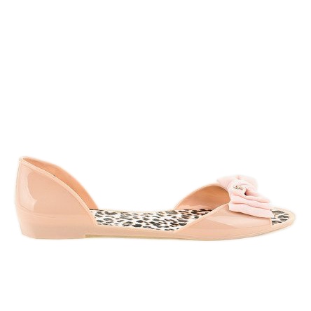 Béžové gumové balerínky melissa s mašlí DD506-2 béžový