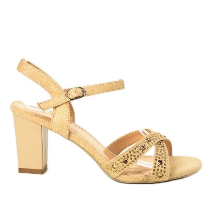 Béžové sandály na vysokém podpatku 62225 béžový