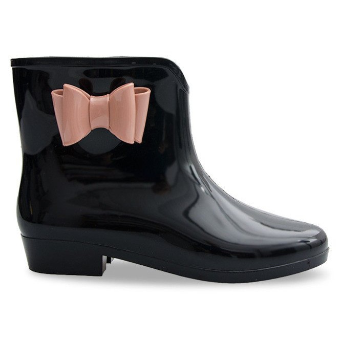 Wellingtonky s mašlí NEW2 Black černá Wellingtonky s mašlí NEW2 Black černá